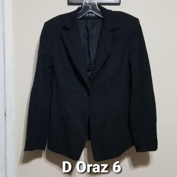 D'Oraz Blazer Black Wool Size 6 Formal Business Modern Office - Picture 1 of 7